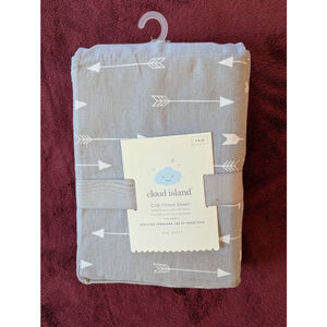 Cloud Island Gray & White Arrow Crib Fitted Sheet New
